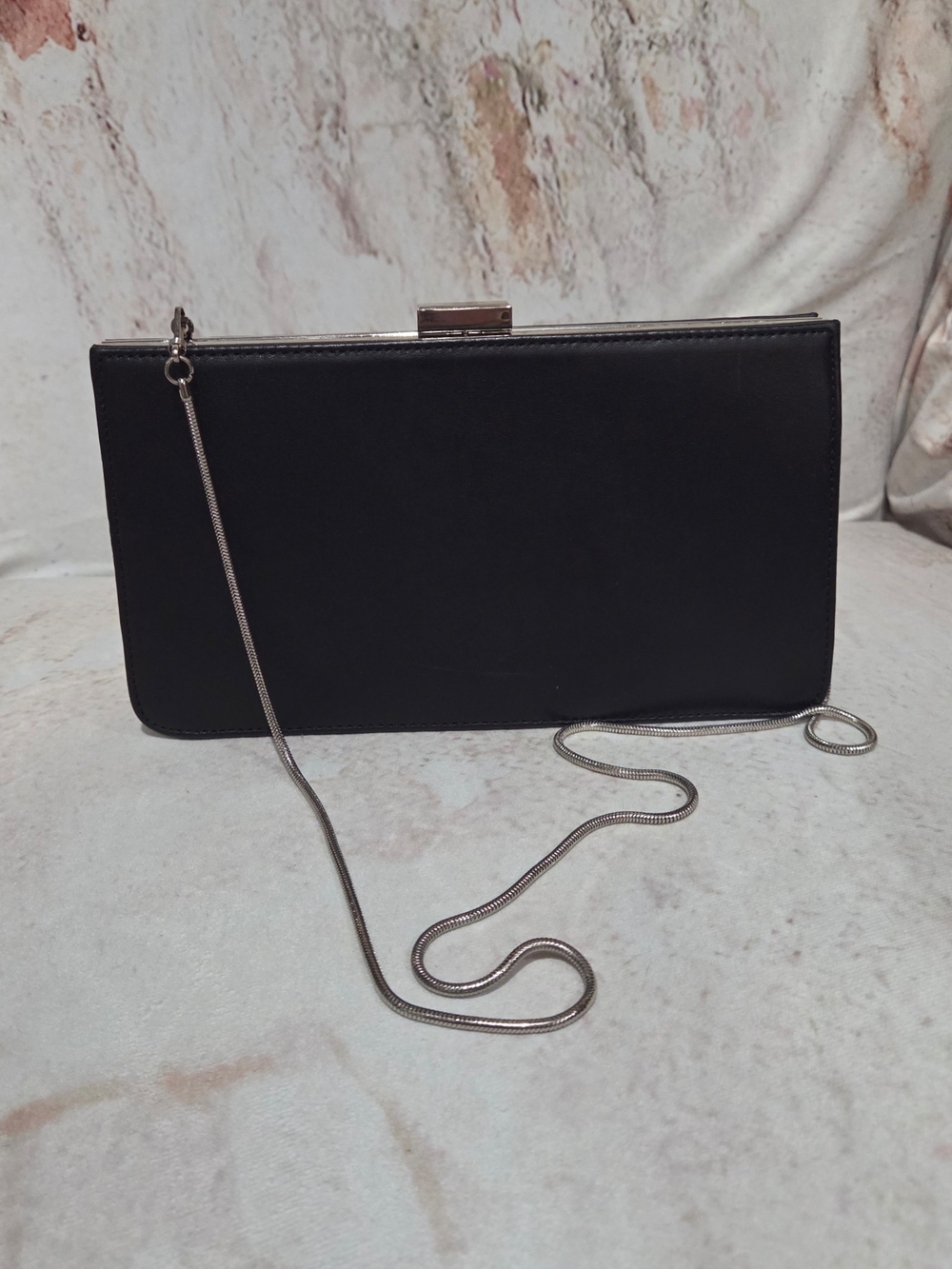 Gianni Bini Black Clutch with Silver Chain